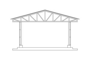 Abstract outline drawing, space frame structure of warehouse vector illustration