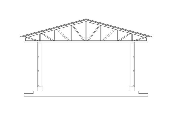 Abstract outline drawing, space frame structure of warehouse vector illustration