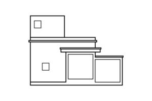 dibujo de contorno abstracto, casa moderna o edificio de forma cuadrada ilustración vectorial vector