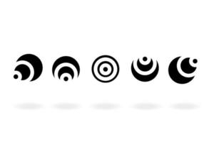 Set of black and white target icon with abstract circle isolated on white background, vector illustration