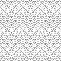 Abstract seamless fish scale pattern, black and white tile roof. Design geometric texture for print. Linear style, vector illustration