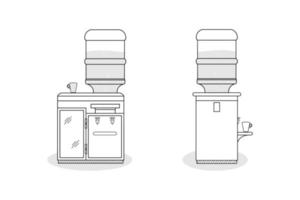 contorno del enfriador de agua aislado sobre fondo blanco, ilustración vectorial vector