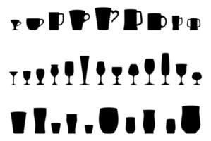 conjunto de siluetas de vasos de agua, ilustración vectorial vector