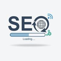 logotipo de signo seo, símbolo de optimización de motores de búsqueda, diseño plano, ilustración vectorial vector