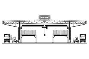 Warehouse building, cross section factory ,vector illustration