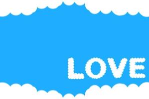 Tell love by cloud on a blue sky background, vector illustration
