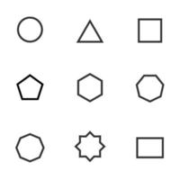 Set of black and white geometric shape. Simple geometric figures icon collection. Linear icon flat style, vector illustration