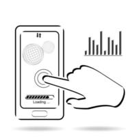 Hand touch screen smartphone icon. Click on the smartphone, vector illustration