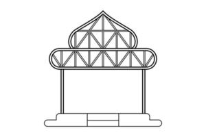 Abstract outline drawing, space frame structure of warehouse dome shape vector illustration
