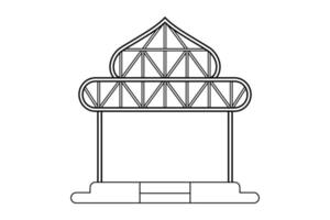 Abstract outline drawing, space frame structure of warehouse dome shape vector illustration