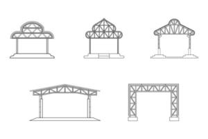 Abstract outline drawing, set of frame warehouse icon vector illustration