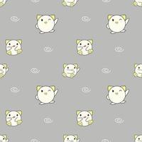 Seamless pattern, cute baby animals on gray background, vector illustration