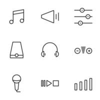 Set of sound volume process line icons contains headphones, speaker and more. 64x64 Pixel Perfect. vector illustration
