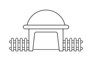 Abstract outline drawing, modern dome house shaped with wooden fence vector illustration