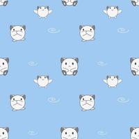 Seamless pattern, cute baby animals on blue background, vector illustration