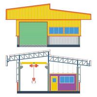 edificio de almacén, fábrica de transporte, ilustración vectorial vector