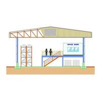 Warehouse building, storage section, structure design vector illustration