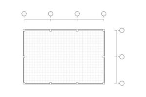 vista superior, dibujo de contorno en blanco y negro, plan de casa en blanco plano simple con cuadrícula de línea, ilustración vectorial vector