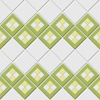 Abstract seamless pattern, green white ceramic tiles wall with diamond shape vector illustration