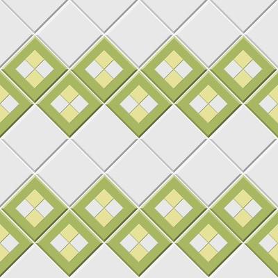 Abstract seamless pattern, green white ceramic tiles wall with diamond shape vector illustration