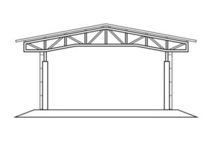 Abstract outline drawing, space frame structure of house asia style vector illustration