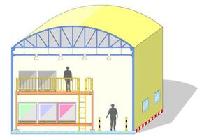 Warehouse building, cross section factory ,vector illustration