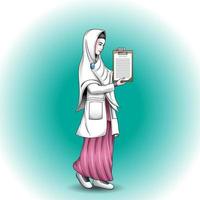 Muslim woman doctor illustration vector