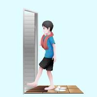 illustration of a person who is going to take a shower vector