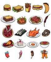 vector several assorted food bundles