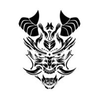 arte del tatuaje de la máscara del demonio. hannya japonés oni vector aislado