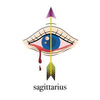 Sagittarius illustration of Sagittarius with bright colored eyes. Zodiac vector illustration isolated on white. Predict the future, horoscope, superstition, fashion