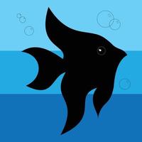 black shadow of decorative fish with twisted fins in black colored vector