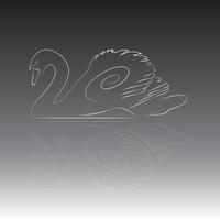 A swan swimming on the surface of a calm lake ,drawing in an art line style in white color vector