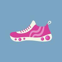 Sneaker isolated. Female pink sports footwear. Shoes for fitness and daily activity. Flat object vector illustration