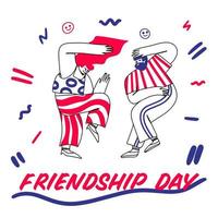 International day of friendship. Friends forever, line drawing in doodle style