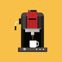 máquina de café y taza de café de estilo plano. aislado en el fondo. ilustración vectorial vector