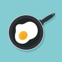 Home cooked food, fried eggs, fried eggs in frying pan, healthy breakfast, home cooking breakfast in cafe, omelet icon. Vector illustration