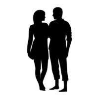 Man and woman look at each other and hug silhouette vector