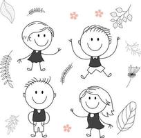 Traditional vector illustration of a child with a big smile