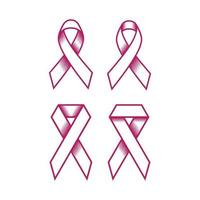iconos de cinta rosa. logotipo de la cinta símbolo de la cinta de conciencia. cintas de campaña contra el cáncer de mama vector