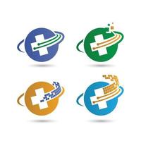 Medical technology logos. Healthcare symbol. Medical creative logo design. Medical icons. Medical vector illustrations