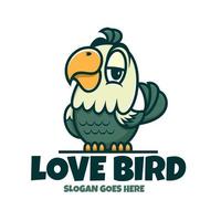 diseño de mascota de dibujos animados de logotipo de pájaro de amor vector
