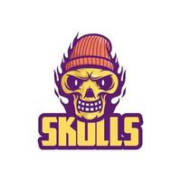 logo mascot skull flames
