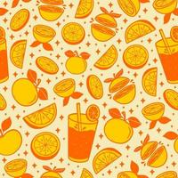 Hand drawn orange citrus fruit vector pattern