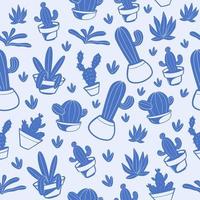 Hand drawn Cactus plant pattern seamless vector design