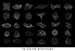 30 set wireframe shape vector illustrations