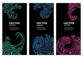 Black background with colorful abstract paint ornaments for flyers, posters, banners, invitations, envelopes and more vector