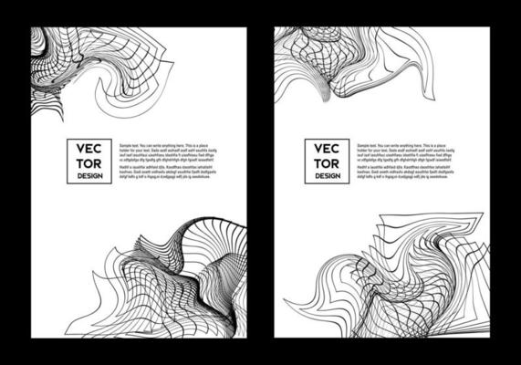 Black and white background with abstract texture black line ornament