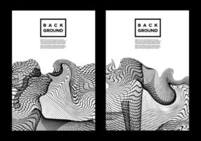 Monochrome background with black ink abstract line texture vector