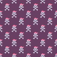 Pirate symbol, skull with bones, vector seamless pattern